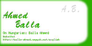 ahmed balla business card